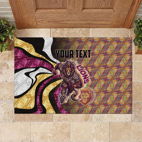 Personalised Brisbane Lions Rubber Doormat Trippy Psychedelic Abstract Art Mascot Football Fans