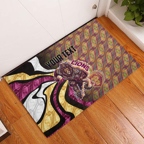 Personalised Brisbane Lions Rubber Doormat Trippy Psychedelic Abstract Art Mascot Football Fans