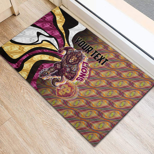 Personalised Brisbane Lions Rubber Doormat Trippy Psychedelic Abstract Art Mascot Football Fans