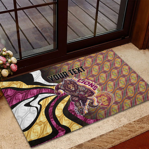 Personalised Brisbane Lions Rubber Doormat Trippy Psychedelic Abstract Art Mascot Football Fans