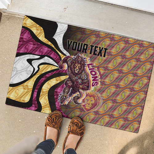 Personalised Brisbane Lions Rubber Doormat Trippy Psychedelic Abstract Art Mascot Football Fans
