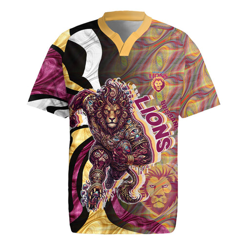 Personalised Brisbane Lions Rugby Jersey Trippy Psychedelic Abstract Art Mascot Football Fans