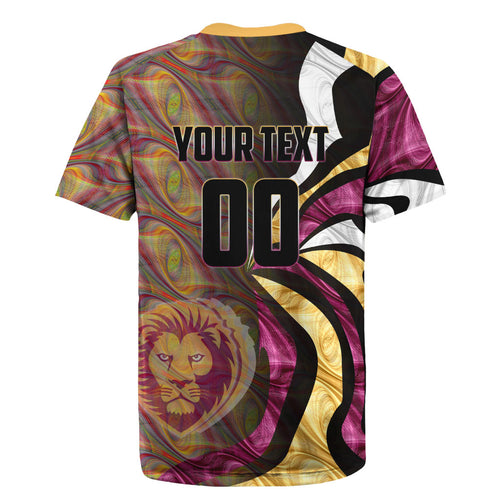 Personalised Brisbane Lions Rugby Jersey Trippy Psychedelic Abstract Art Mascot Football Fans