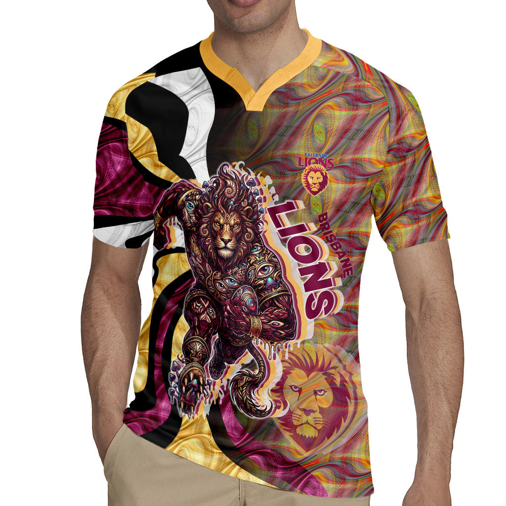 Personalised Brisbane Lions Rugby Jersey Trippy Psychedelic Abstract Art Mascot Football Fans