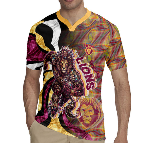 Personalised Brisbane Lions Rugby Jersey Trippy Psychedelic Abstract Art Mascot Football Fans