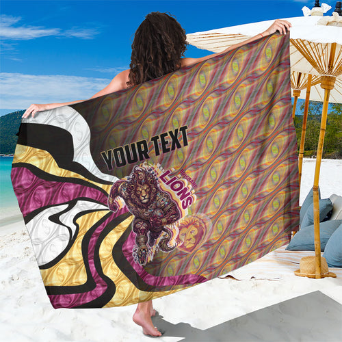 Personalised Brisbane Lions Sarong Trippy Psychedelic Abstract Art Mascot Football Fans