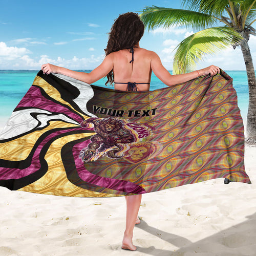 Personalised Brisbane Lions Sarong Trippy Psychedelic Abstract Art Mascot Football Fans