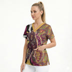 Personalised Brisbane Lions Scrub Top Trippy Psychedelic Abstract Art Mascot Football Fans