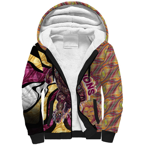 Personalised Brisbane Lions Sherpa Hoodie Trippy Psychedelic Abstract Art Mascot Football Fans