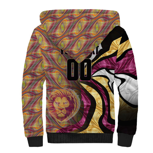 Personalised Brisbane Lions Sherpa Hoodie Trippy Psychedelic Abstract Art Mascot Football Fans