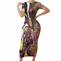Personalised Brisbane Lions Short Sleeve Bodycon Dress Trippy Psychedelic Abstract Art Mascot Football Fans