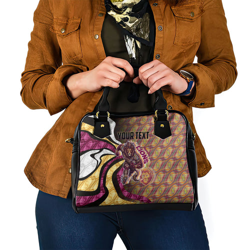 Personalised Brisbane Lions Shoulder Handbag Trippy Psychedelic Abstract Art Mascot Football Fans