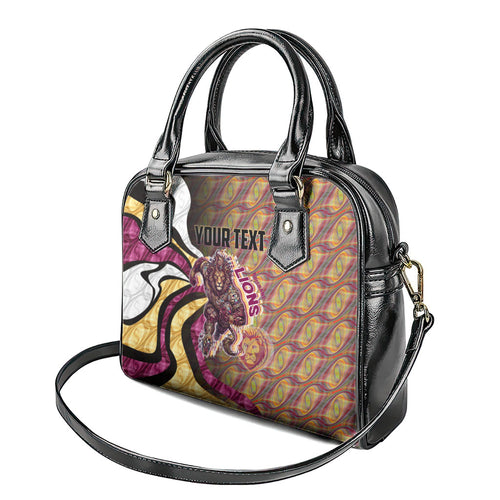 Personalised Brisbane Lions Shoulder Handbag Trippy Psychedelic Abstract Art Mascot Football Fans