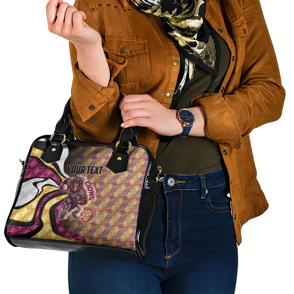 Personalised Brisbane Lions Shoulder Handbag Trippy Psychedelic Abstract Art Mascot Football Fans