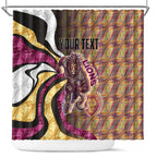 Personalised Brisbane Lions Shower Curtain Trippy Psychedelic Abstract Art Mascot Football Fans