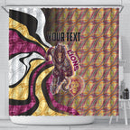 Personalised Brisbane Lions Shower Curtain Trippy Psychedelic Abstract Art Mascot Football Fans