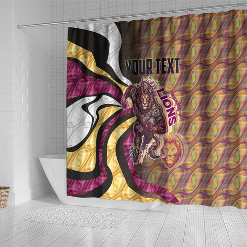 Personalised Brisbane Lions Shower Curtain Trippy Psychedelic Abstract Art Mascot Football Fans