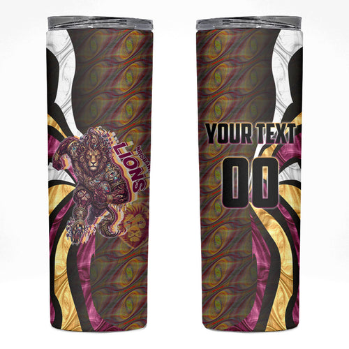 Personalised Brisbane Lions Skinny Tumbler Trippy Psychedelic Abstract Art Mascot Football Fans