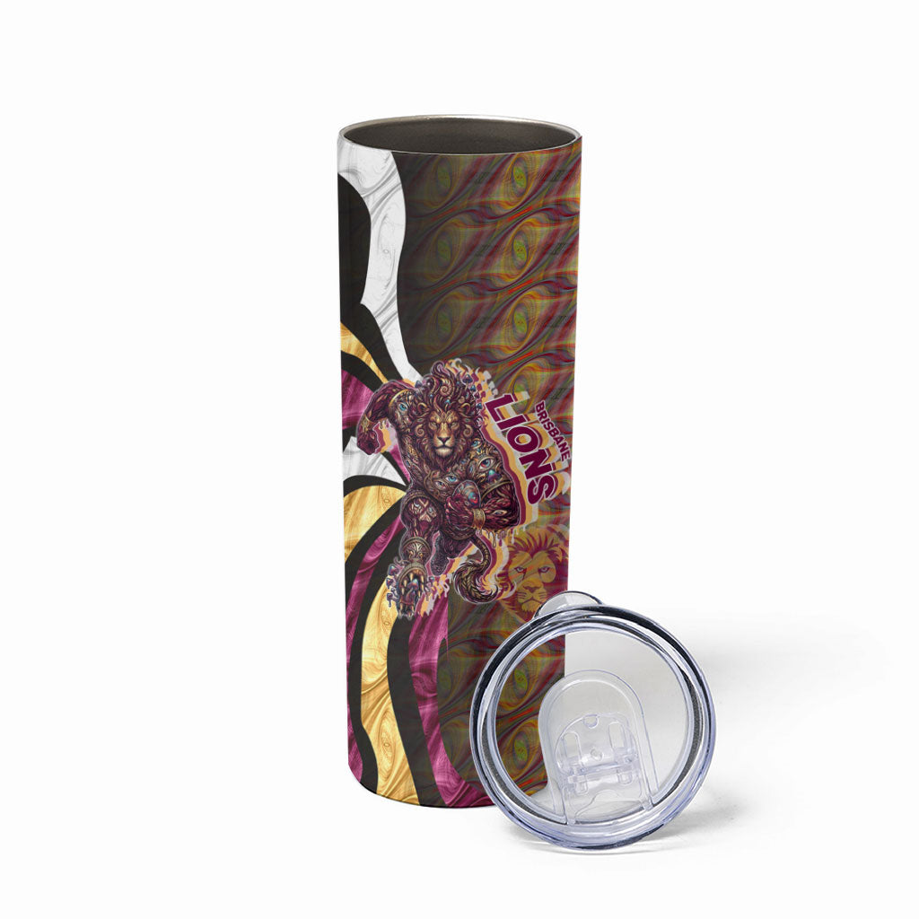 Personalised Brisbane Lions Skinny Tumbler Trippy Psychedelic Abstract Art Mascot Football Fans