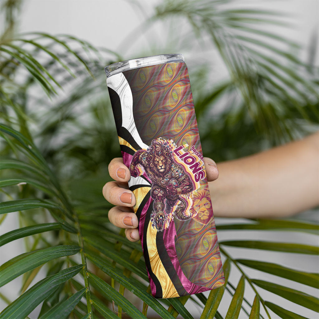 Personalised Brisbane Lions Skinny Tumbler Trippy Psychedelic Abstract Art Mascot Football Fans