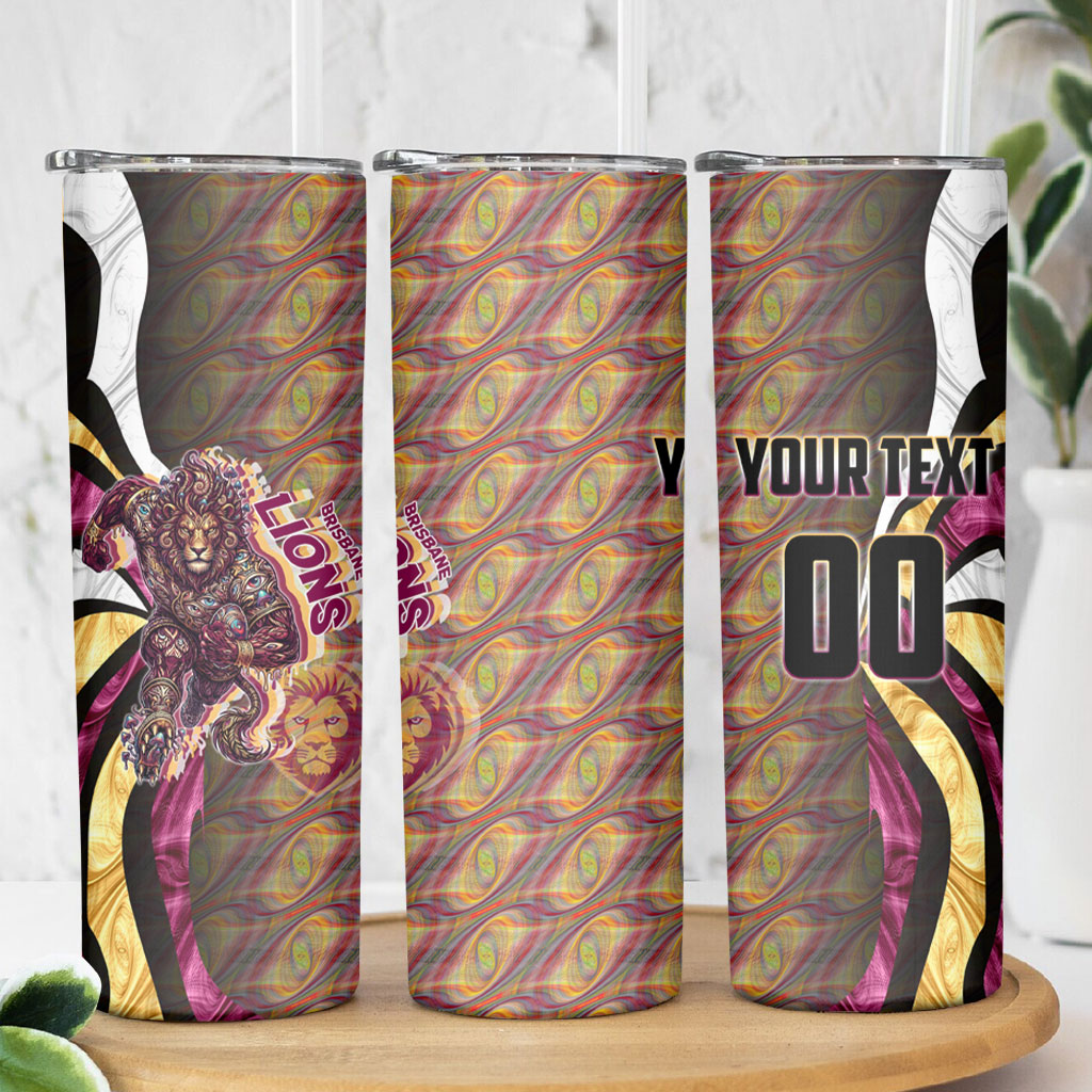 Personalised Brisbane Lions Skinny Tumbler Trippy Psychedelic Abstract Art Mascot Football Fans