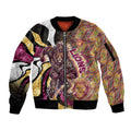 Personalised Brisbane Lions Sleeve Zip Bomber Jacket Trippy Psychedelic Abstract Art Mascot Football Fans