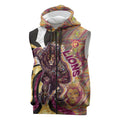 Personalised Brisbane Lions Sleeveless Zip Hoodie Trippy Psychedelic Abstract Art Mascot Football Fans