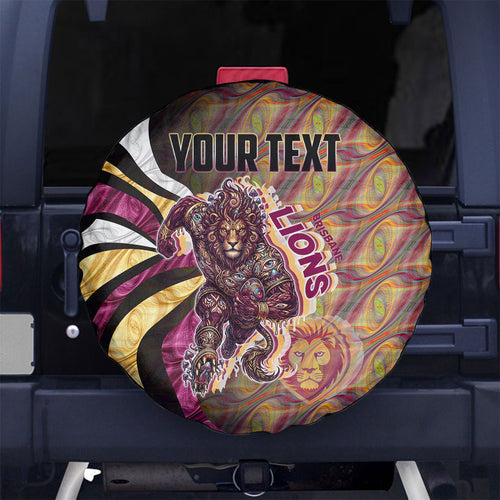 Personalised Brisbane Lions Spare Tire Cover Trippy Psychedelic Abstract Art Mascot Football Fans