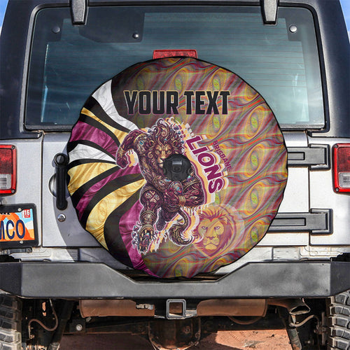 Personalised Brisbane Lions Spare Tire Cover Trippy Psychedelic Abstract Art Mascot Football Fans