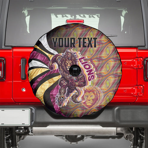 Personalised Brisbane Lions Spare Tire Cover Trippy Psychedelic Abstract Art Mascot Football Fans