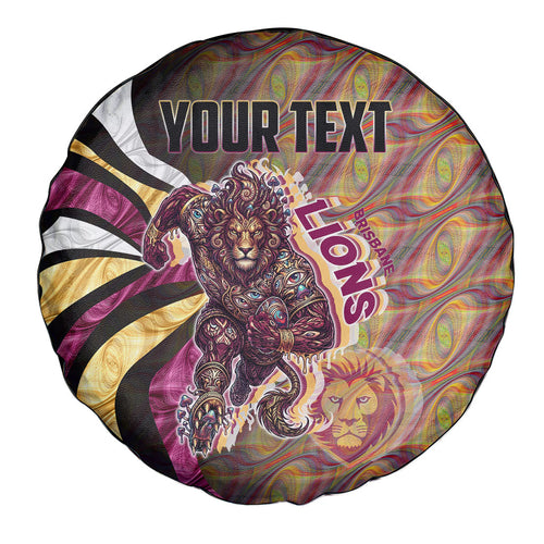 Personalised Brisbane Lions Spare Tire Cover Trippy Psychedelic Abstract Art Mascot Football Fans