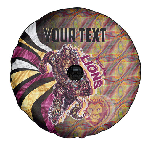 Personalised Brisbane Lions Spare Tire Cover Trippy Psychedelic Abstract Art Mascot Football Fans