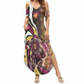 Personalised Brisbane Lions Summer Maxi Dress Trippy Psychedelic Abstract Art Mascot Football Fans