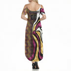 Personalised Brisbane Lions Summer Maxi Dress Trippy Psychedelic Abstract Art Mascot Football Fans