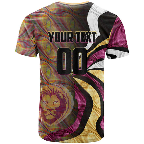 Personalised Brisbane Lions T Shirt Trippy Psychedelic Abstract Art Mascot Football Fans