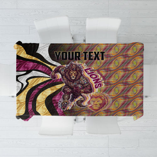 Personalised Brisbane Lions Tablecloth Trippy Psychedelic Abstract Art Mascot Football Fans
