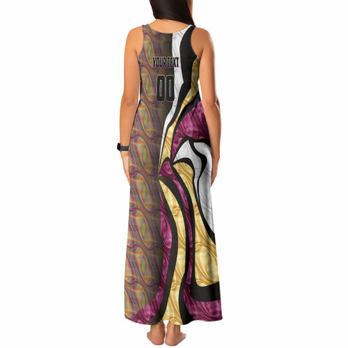 Personalised Brisbane Lions Tank Maxi Dress Trippy Psychedelic Abstract Art Mascot Football Fans