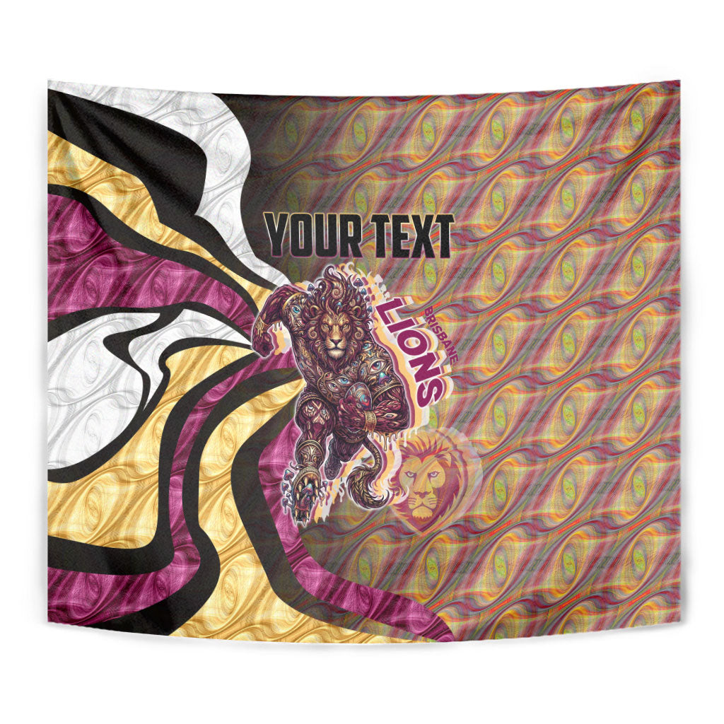 Personalised Brisbane Lions Tapestry Trippy Psychedelic Abstract Art Mascot Football Fans
