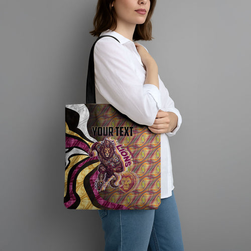 Personalised Brisbane Lions Tote Bag Trippy Psychedelic Abstract Art Mascot Football Fans
