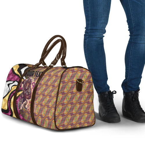 Personalised Brisbane Lions Travel Bag Trippy Psychedelic Abstract Art Mascot Football Fans