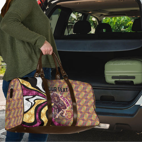 Personalised Brisbane Lions Travel Bag Trippy Psychedelic Abstract Art Mascot Football Fans