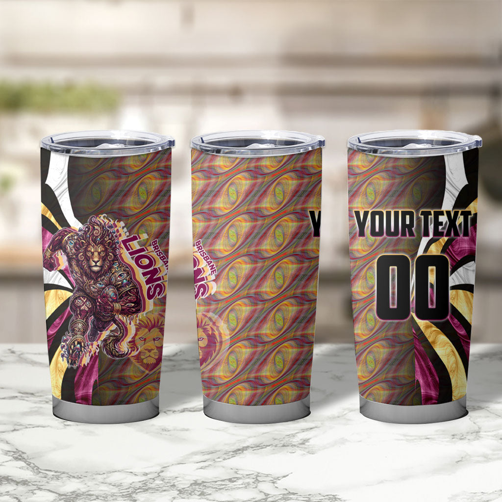 Personalised Brisbane Lions Tumbler Cup Trippy Psychedelic Abstract Art Mascot Football Fans