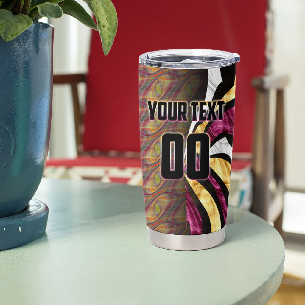Personalised Brisbane Lions Tumbler Cup Trippy Psychedelic Abstract Art Mascot Football Fans