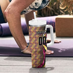 Personalised Brisbane Lions Tumbler With Handle Trippy Psychedelic Abstract Art Mascot Football Fans