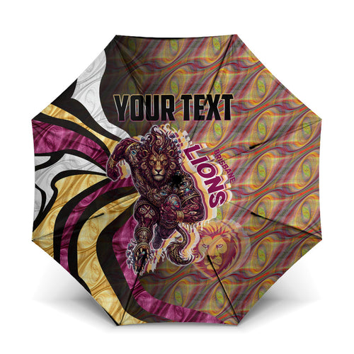 Personalised Brisbane Lions Umbrella Trippy Psychedelic Abstract Art Mascot Football Fans