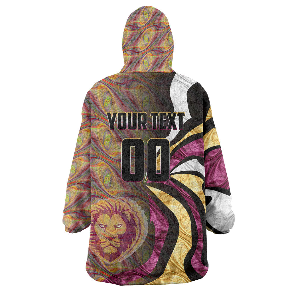 Personalised Brisbane Lions Wearable Blanket Hoodie Trippy Psychedelic Abstract Art Mascot Football Fans