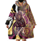 Personalised Brisbane Lions Wearable Blanket Hoodie Trippy Psychedelic Abstract Art Mascot Football Fans