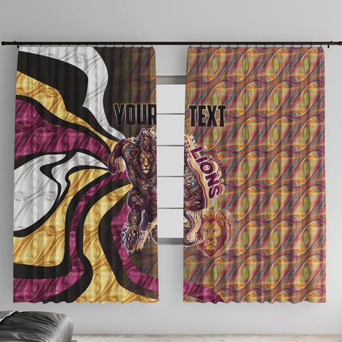Personalised Brisbane Lions Window Curtain Trippy Psychedelic Abstract Art Mascot Football Fans