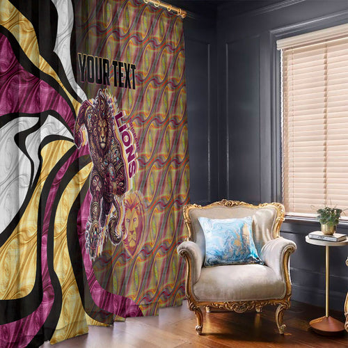 Personalised Brisbane Lions Window Curtain Trippy Psychedelic Abstract Art Mascot Football Fans
