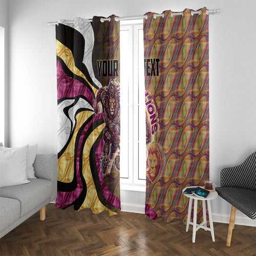 Personalised Brisbane Lions Window Curtain Trippy Psychedelic Abstract Art Mascot Football Fans